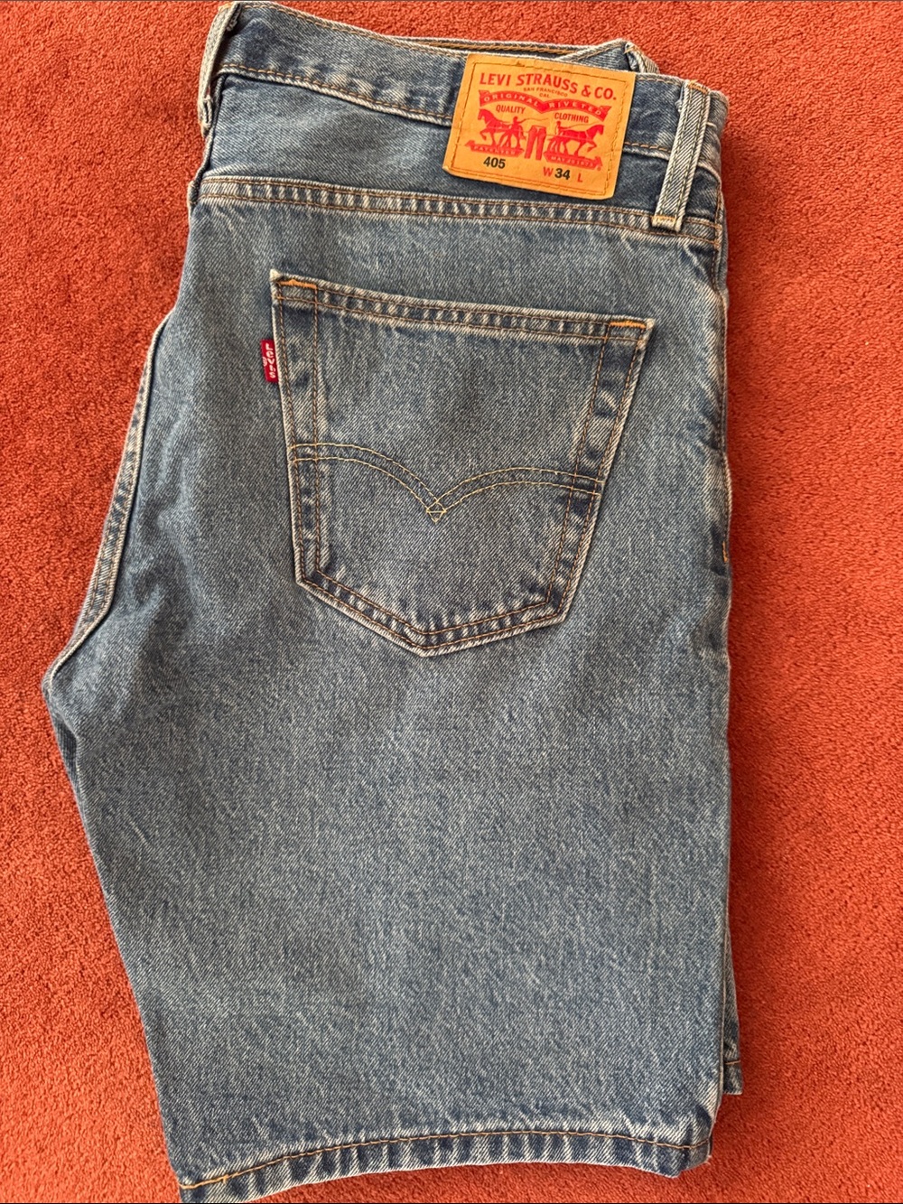 Levi's Blue Denim Men's Jean Shorts with Leather Patch
